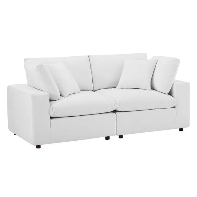Modway Commix Down Filled Overstuffed Performance Velvet Loveseat in White
