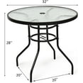 thumbnail image 3 of KOTEK 32'' Patio Table with Umbrella Hole, Outdoor Bistro Table w/Tempered Glass Top & Sturdy Metal Frame, Round Patio Dining Table Coffee Table for Garden, Balcony, Poolside, 3 of 8