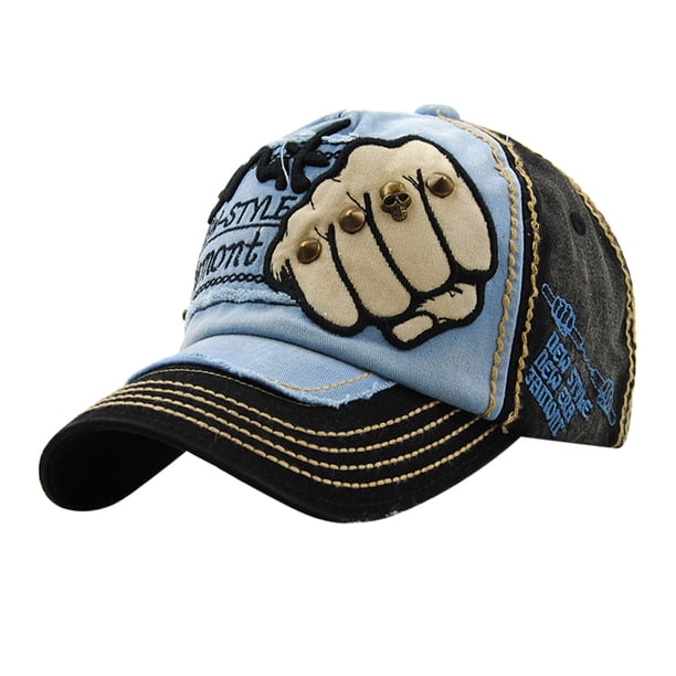 Gorra de Béisbol Vintage Sombrero de Mezclilla con Remaches de Ajustable - Negro, 50-60cm Yinane Gorra de béisbol para mujer