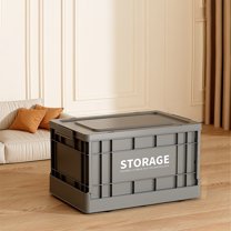 Large Foldable Storage Box | 43x28.5x24.5cm Plastic Organizer Bin | Waterproof Clothes & Toy Container | Wardrobe, Bedroom, Room Storage | Beige/Black/Green/Gray