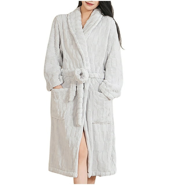 Plush Soft Robes for Womens, Premium Coral Fleece Woman Robe Belted Cozy Warm Bathrobe for Spa Bath