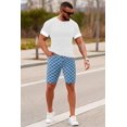 thumbnail image 5 of Pantalones cortos de mezclilla GINGTTO a cuadros azules para hombre, corte ajustado, talla 30, 5 of 5