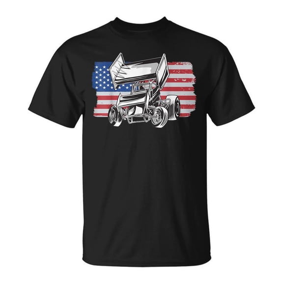 Sprint Car Racing Usa Flag Racing UnisexT-shirt