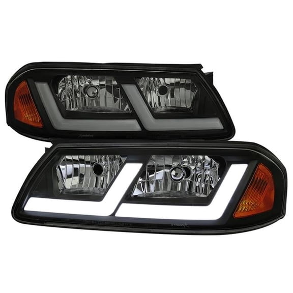 LED Bar Headlight with Matte Black Housing Smoked Lens for 2000-2005 Chevrolet Impala