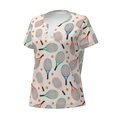 thumbnail image 2 of Naloa Cute Tennis Racket Print T-Shirts Short Sleeve V Neck Tees for Women Fashion Tops Trendy Lightweight Soft Casual Summer Outfits Clothes, 2 of 5