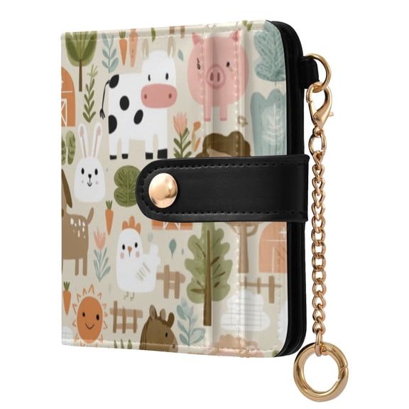 Womens Wallet PU Leather Bifold Small Purse with RFID Blocking Credit Card Holder in The Farm Garden
