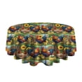 thumbnail image 5 of Green Chicken Sunflower Pattern Round Tablecloth 60"x60",Wrinkle Wipeable Table Cloth for Kitchen Dining Room Picnic Patio Party, 5 of 6