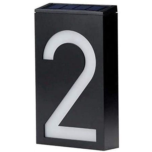 shiyou-LED Solar House Number Light doorplate, Garden Yard Building Door Wall Address Numbers lamp Sign Plate Solar Powered, LED Lighted Up Outdoor Plaque for Home House Street (Digital 2)