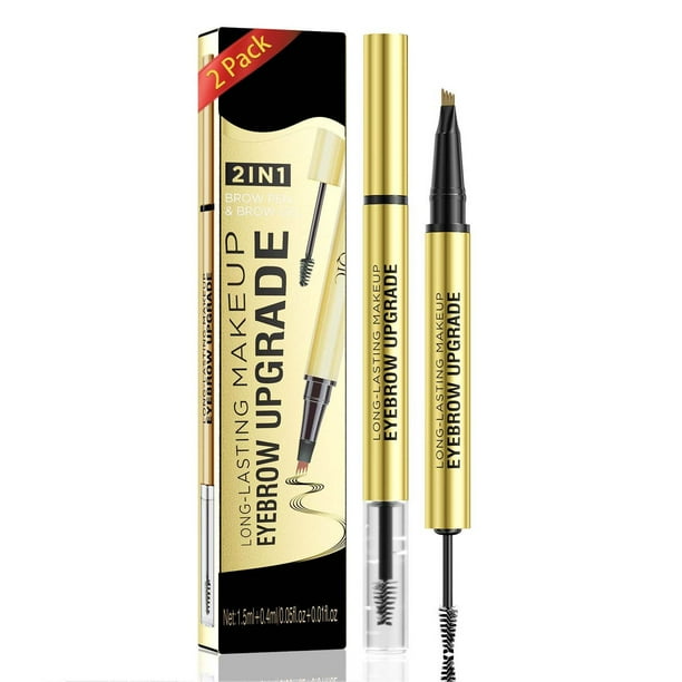 Pisexur Belleza Maquillaje El lápiz de cejas 2 en 1 Head está equipado con una punta de tenedor y una punta de cepillo para crear cejas con aspecto de pelo natural. 3 ml.para mujeres y hombres
