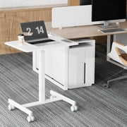 EDX Standing Desk with Mobile Rolling Wheels Portable Desk & Overbed Laptop, Height Adjustable Small desk for Home Office,White