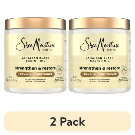 (2 pack) SheaMoisture Leave In Conditioner For Hair Jamaican Black Castor Oil To Soften and Detangle Hair, 20 oz