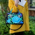 thumbnail image 3 of Bolso de mano bordado de estilo étnico con estilo Bolso de mujer Bolso de hombro de lona con cremallera Bolso de mano bordado de gran capacidad, 3 of 5