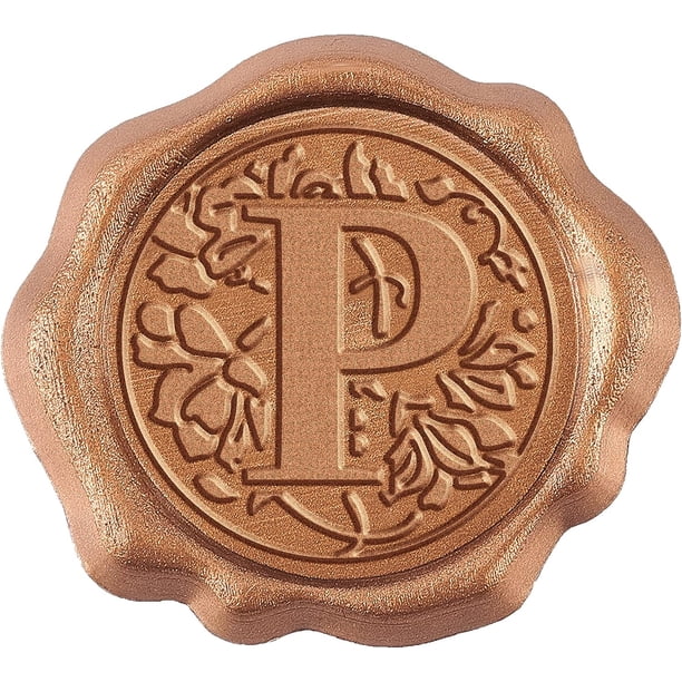 Sellos de cera adhesivos con iniciales, paquete de 25, sellos de cera autoadhesivos florales, sellos decorativos dorados, pegatinas para sobres.