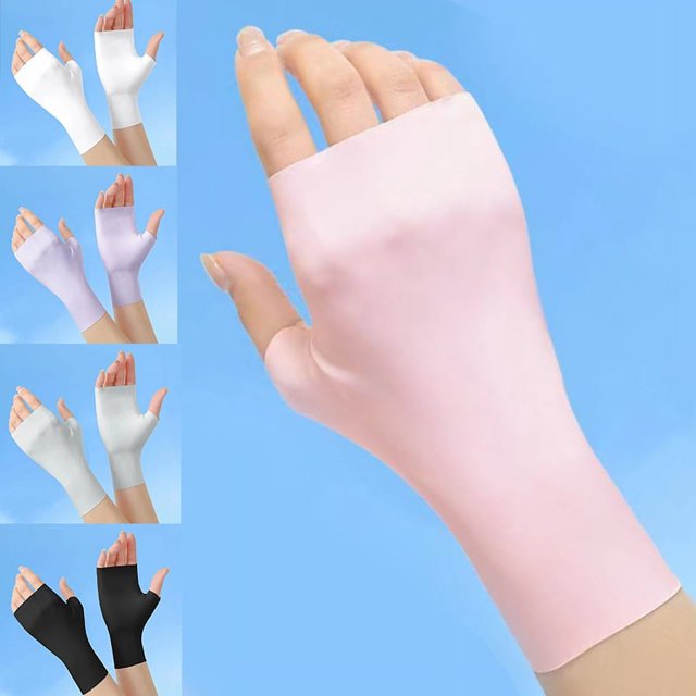 5 pares de mitones anti-UV para mujer, guantes antideslizantes con protección UV hasta la muñeca, guantes antideslizantes para actividades al aire libre, 5 colores