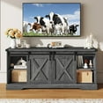 thumbnail image 6 of 58" Farmhouse TV Stand for 65 Inch TVs with Sliding Barn Door, Rustic Wood Entertainment Center Media Console Cabinet for Living Room, 6 of 7