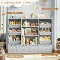 thumbnail image 6 of Hiphuta 55" Wide Toy Storage Organizer with 4 Removable Drawers, 4-Tier Kid Bookcase with 6 Bins, Toy Organizer with Bookcase for Kid Bedroom Playroom, Gray, 6 of 9