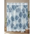 thumbnail image 4 of Fsddascl Blue White Coral Shower Curtain Set - 72" x 78" Washable Bathtub Curtain with 12 Hooks, Summer Beach Coastal Ocean Stripes Waterproof Fabric Stall Shower Curtains for Bathroom/Bathtub, 4 of 6
