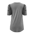 thumbnail image 4 of Fznquz Dressy Tops Women Work Puff Sleeve Gray Shirt Solid Casual V Neck Ladies Blouse, 4 of 7