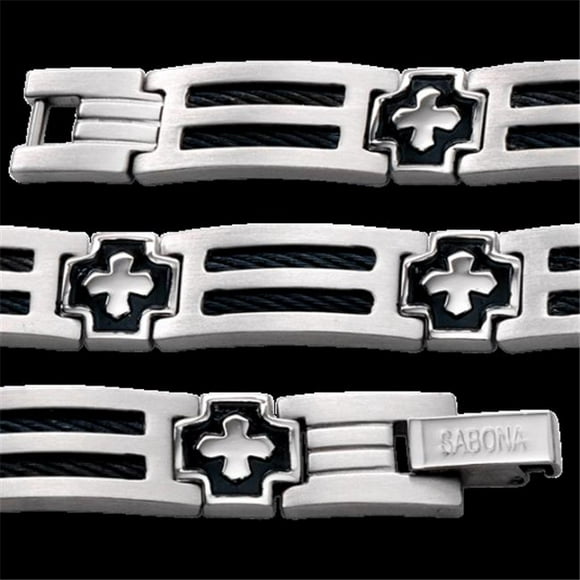 Sabona 35375 Executive Stainless & Rubber Magnetic Bracelet - Large