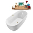 thumbnail image 3 of 71" Streamline N562BBR Soaking Freestanding Tub and Tray With Internal Drain in Brushed Brass, 3 of 7