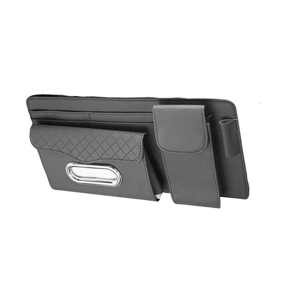 Car Sun Visor Storage Organizer, Sunglasses Holder With Tissue Holder, Storage Pouch For Car Truck SUV Accessories, Pocket Organizer Sunglasses Pen Key Lipstick-grey