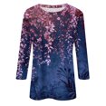 thumbnail image 5 of Women's 3/4 Sleeve Shirts with Print Graphic Tees Design, Blouses Casual Plus Size Basic Tops Pullover, Fashion Floral Petal Print Round Neck T-Shirt for Easy Wear,Sky Blue,L, 5 of 7
