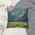 thumbnail image 2 of PHYHOO Throw Pillow Covers Cute Horses in Field Square Pillowcases for Home Decor Sofa Car Bedroom Green Grassland Towering Mountains Natural Scenery Print Pillow Cases, 2 of 5