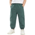 thumbnail image 5 of DJDLJWCJ Boys Cargo Pants 3-13 Multi-Pockets Lightweight School Uniform Pants Elastic Waist Baggy Pants Mint Green Size 8, 5 of 11