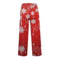 thumbnail image 5 of Women's Fashion Casual Loose Printed Wide-Leg Sports Pants with Christmas Print, Comfortable Home and Outdoor Wear, Elastic Waist with Drawstring for Easy Fit, Red, L, 5 of 7