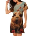 thumbnail image 2 of Fotbe Rose Cute Guinea Pig Bata de Dormir para Mujer con Estampado, Camisón de Algodón de Manga Corta, Ropa de Dormir Casual, 2 of 6