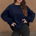 thumbnail image 4 of Lumtrix Plus Size Sweatshirts for Women Casual Long Sleeve Round Neck Shirts Tunic Tops for Leggings with Pocket Navy 2XL, 4 of 5