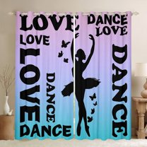 jejeloiu Ballet Dancer Blackout Curtains Set of 2 (38x54 Each),Butterfly Slihouette Curtains and Drapes,Purple Blue Black Living Room Curtains For Girls,Breathable Home Decor