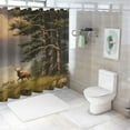 thumbnail image 6 of COMIO Deer Elk in Rocky Mountains with Rocks Tree Wildlife Shower Curtain for Bathroom Decoration White, 6 of 6