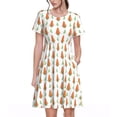 thumbnail image 1 of Balery Cute Carrot Print Vestidos sueltos de manga corta para mujer, vestidos de verano 2025, vestidos casuales de corte A con vuelo., 1 of 6