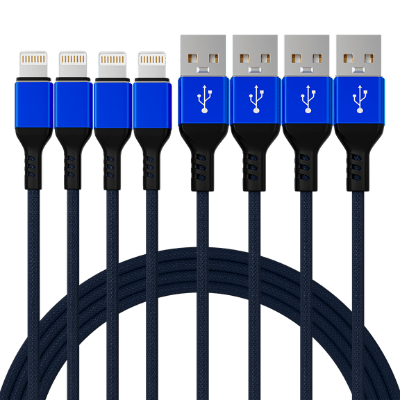 epacks Extra Long Phone Charger [4-Pack 6.6FT] Nylon Braided USB Charge & Sync Cable Cord Compatible with iPhone X Case/8/8 Plus/7/7 Plus/6/6s Plus/5s/5,iPad Mini Case - Blue