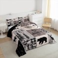 thumbnail image 3 of Homewish Wildlife Bear Deer Queen Comforter Set for Men, Rustic Camping Adventure Bedding Sets, Brown Linen Plaid Reversible Bedding Comforter Set, Super Cozy Room Decor, 3-Piece, 3 of 8