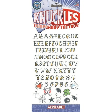 Tinsley Transfers Knuckles Alphabet 76pc Temporary Tattoo FX Kit,