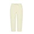 thumbnail image 3 of Men's Long Sweat Shorts Cotton Below Knee Capris with Pockets Drawstring Elastic Waistband Straight Leg Capri Pants Size 3XL Beige, 3 of 6