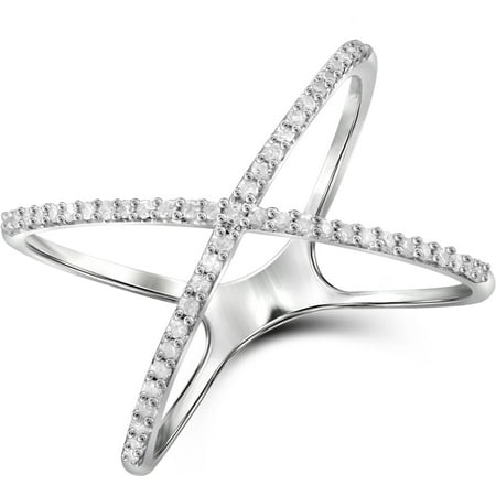 JewelersClub 1/7 Carat T.W. White Diamond Sterling Silver X Ring