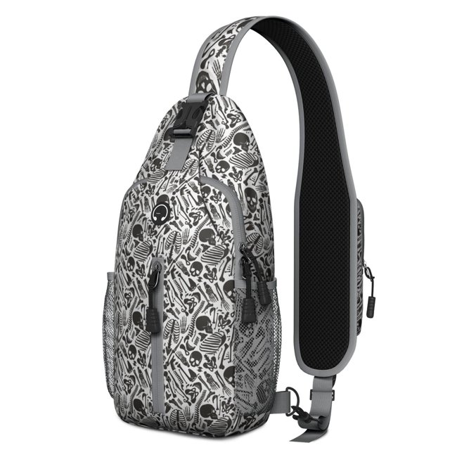 Gothic Floral Skull Sling Backpack with Mexican Mandala and Roses Pattern, Lightweight Retro Crossbody Daypack, Adjustable Strap, Multiple Compartments for Daily Commuting & Outdoor Activities