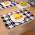 thumbnail image 3 of Set of 4 Pcs Buffalo Checked Placemats Linen Plaid Reversible Tables Mats Durable Christmas Family Dinner Wedding Party Home Decor (Black and White, 11.4 X 17.3 inch), 3 of 10