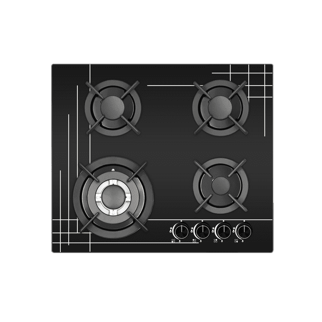 Parrilla de Gas Arol Empotrable 4 Quemadores Vidrio Templado 59 cm