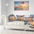 thumbnail image 3 of Designart Sunrise on Beach of Caribbean Sea - Beach Throw Pillow - 12x20, 3 of 5