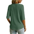 thumbnail image 5 of Abomasnow Women's Waffle Knit Shirts Quarter Button Short Sleeve V-Neck Shirts Casual Lightweight Workout Yoga T-Shirts, 5 of 6