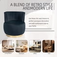thumbnail image 6 of PAPROOS Swivel Accent Chair, Armchair with Velvet Fabric, Barrel Chair with Metal Ring for Living Room, Bedroom, Black, 6 of 10