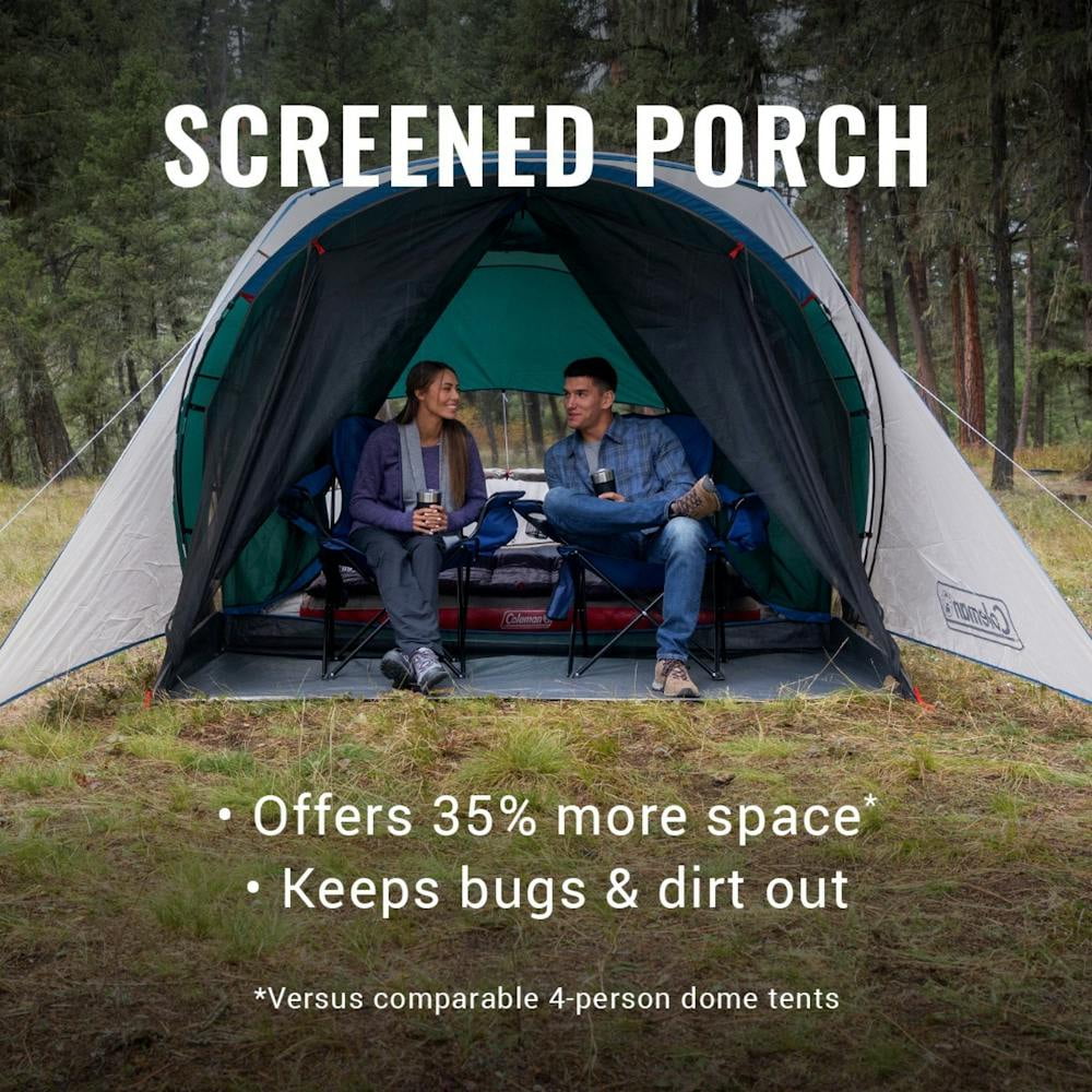 Coleman 4-Person Cabin Tent with Screened Porch, Evergreen