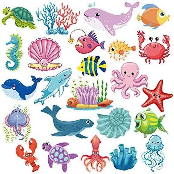 24 Pcs Ocean Cruise Door Decorations Magnetic Sea Animal Car Magnets Fish Fridge Magnets for Door Animal Turtle Crab Stickers Reusable Water Resistant Carnival Cruise Party Supplies Favors$