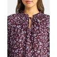 thumbnail image 4 of Time and Tru Women's Ruffle Neck Blouse with Long Sleeves, Size XS – XXXL, 4 of 5
