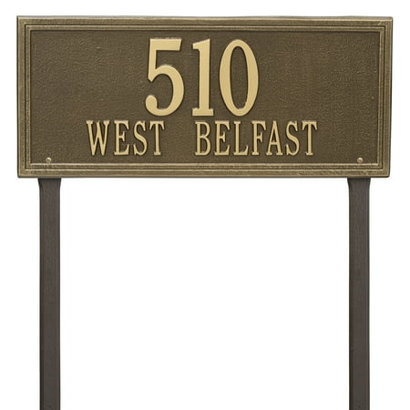 Personalized Whitehall Products Double Line Estate Lawn Plaque in Antique Brass
