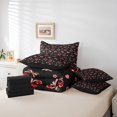 thumbnail image 6 of Feelyou Black Pink Bow Bedding Comforter Set 7 Pieces, Cute Cartoon Love Heart Full Bedding Set, Teens Kids Girls Women Reversible Fitted Sheet Flat Sheet, Breathable Home Decor, 6 of 8